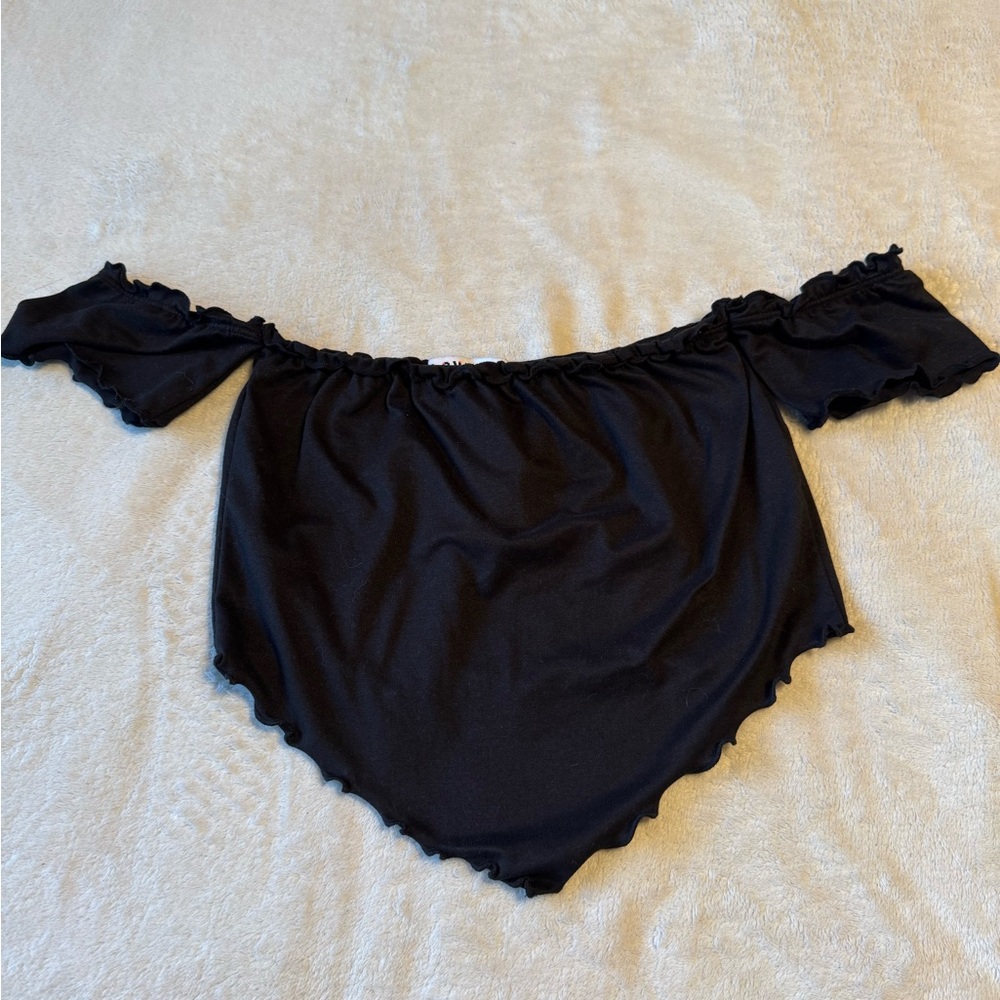 Love J Black Bandeau with Ruffle Detail